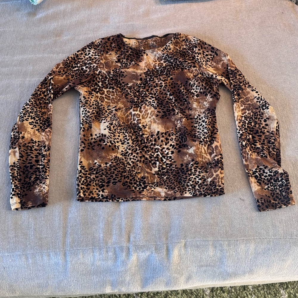 Vintage Leopard Print Long Sleeve Top